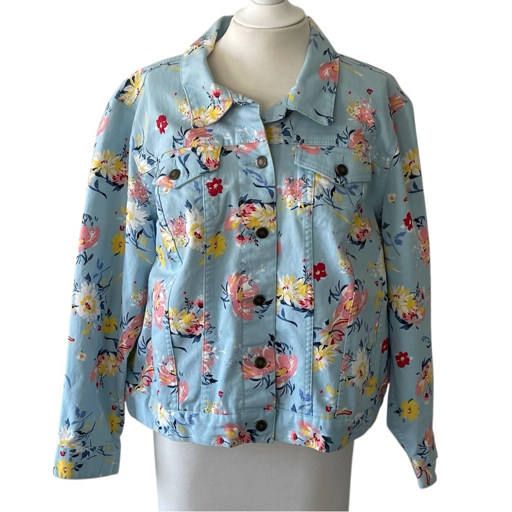 Women Within Floral Denim Jacket Size 22W - Picture 3 of 6